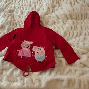 Red Hooded Jacket with Cartoon Characters